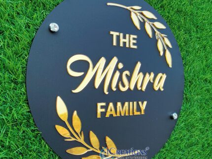 Round Shaped Acrylic Nameplate for House