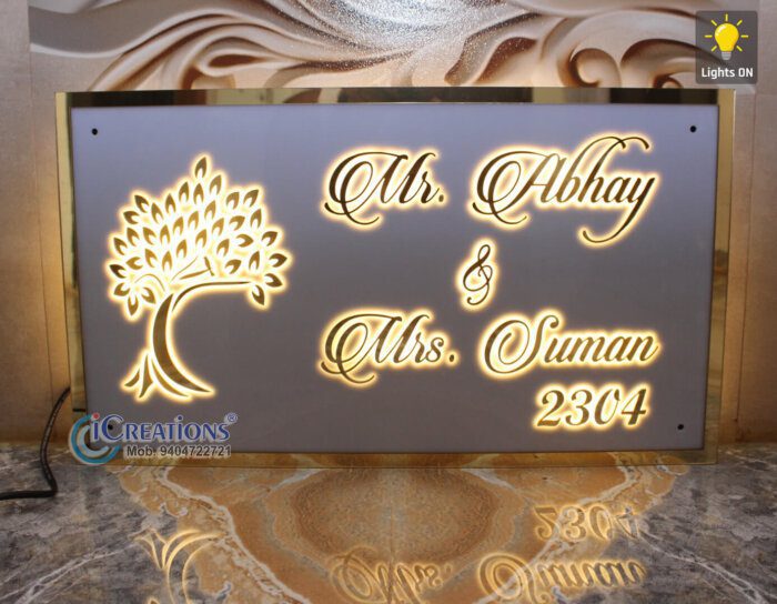 Tree Acrylic Nameplate with LED Lights