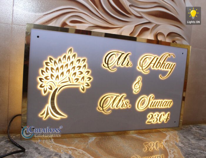 Tree Acrylic Nameplate with LED Lights