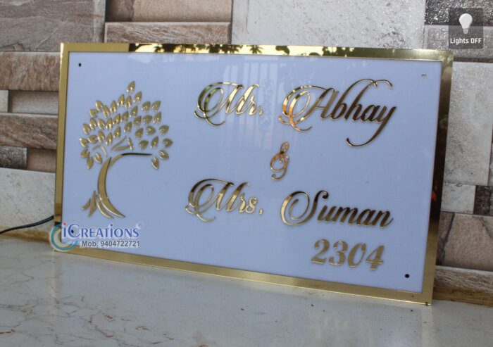 Tree Acrylic Nameplate with LED Lights