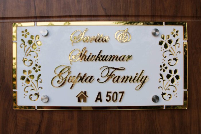 Golden Acrylic Embossed Letters Nameplate