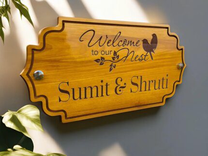 wooden house name plate