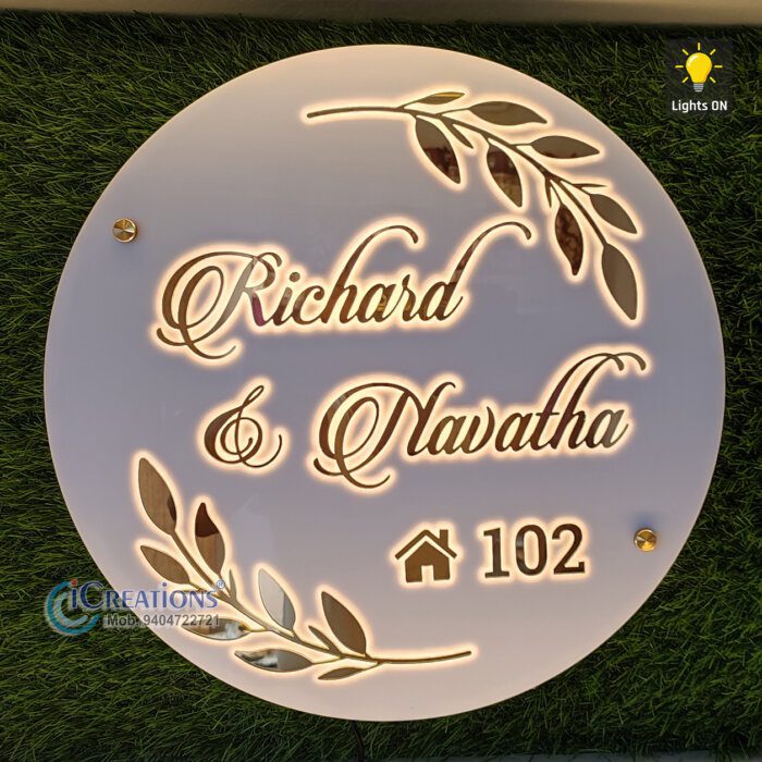 Personalized Round Shaped Acrylic Name Plate