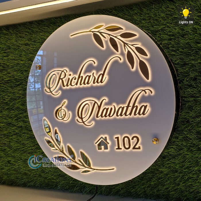 Personalized Round Shaped Acrylic Name Plate