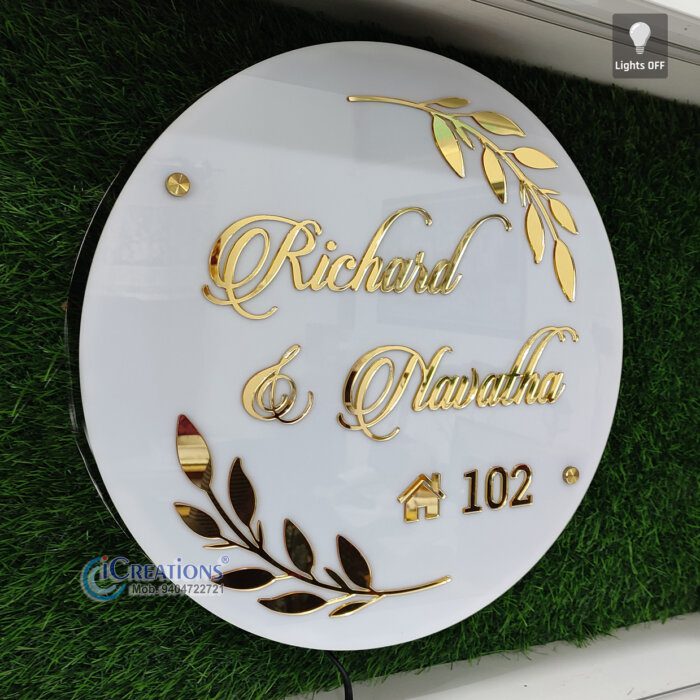 Personalized Round Shaped Acrylic Name Plate