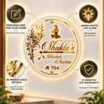 Luxurious LED Lighted Name Plate - Elegant Round Acrylic Signboard with Golden Letters - Image 8