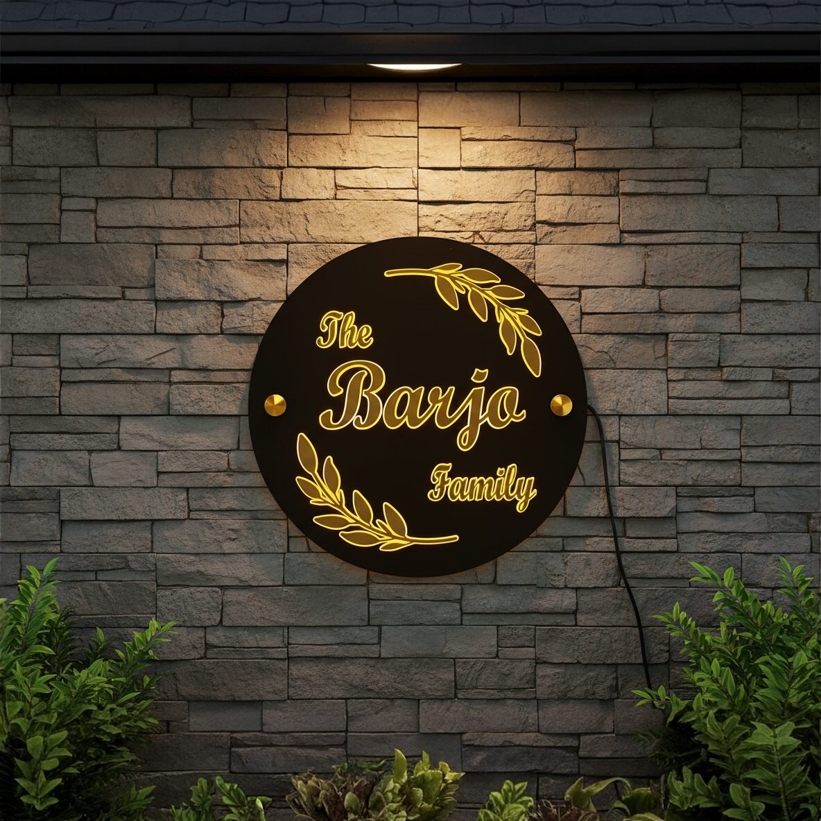 Black name plate with LED light (1) Black Name Plate with LED Light
