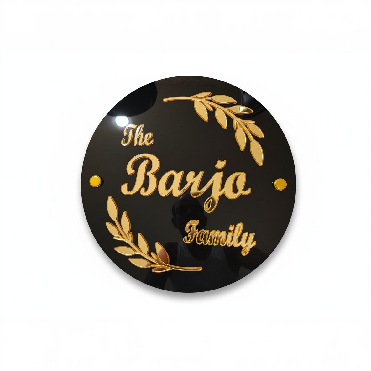Black name plate with LED light (5) iCreations Personalized Round Black Name Plate with LED Light - Glossy Acrylic (12-inch) Black name plate with LED light