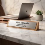 wooden desk nameplate