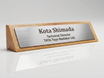 wooden desk nameplate