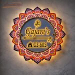 Multicolor mandala name plate with LED backlight – front view