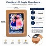 Personalized LED Photo Frame – Custom Acrylic Photo with Wooden Frame & Cool White Light, 8x10 inch | UV Printed Picture Gift - Image 3