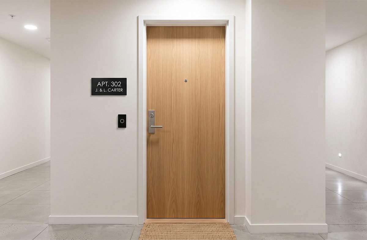 Name plate design for flats — correct size and placement on a flat door