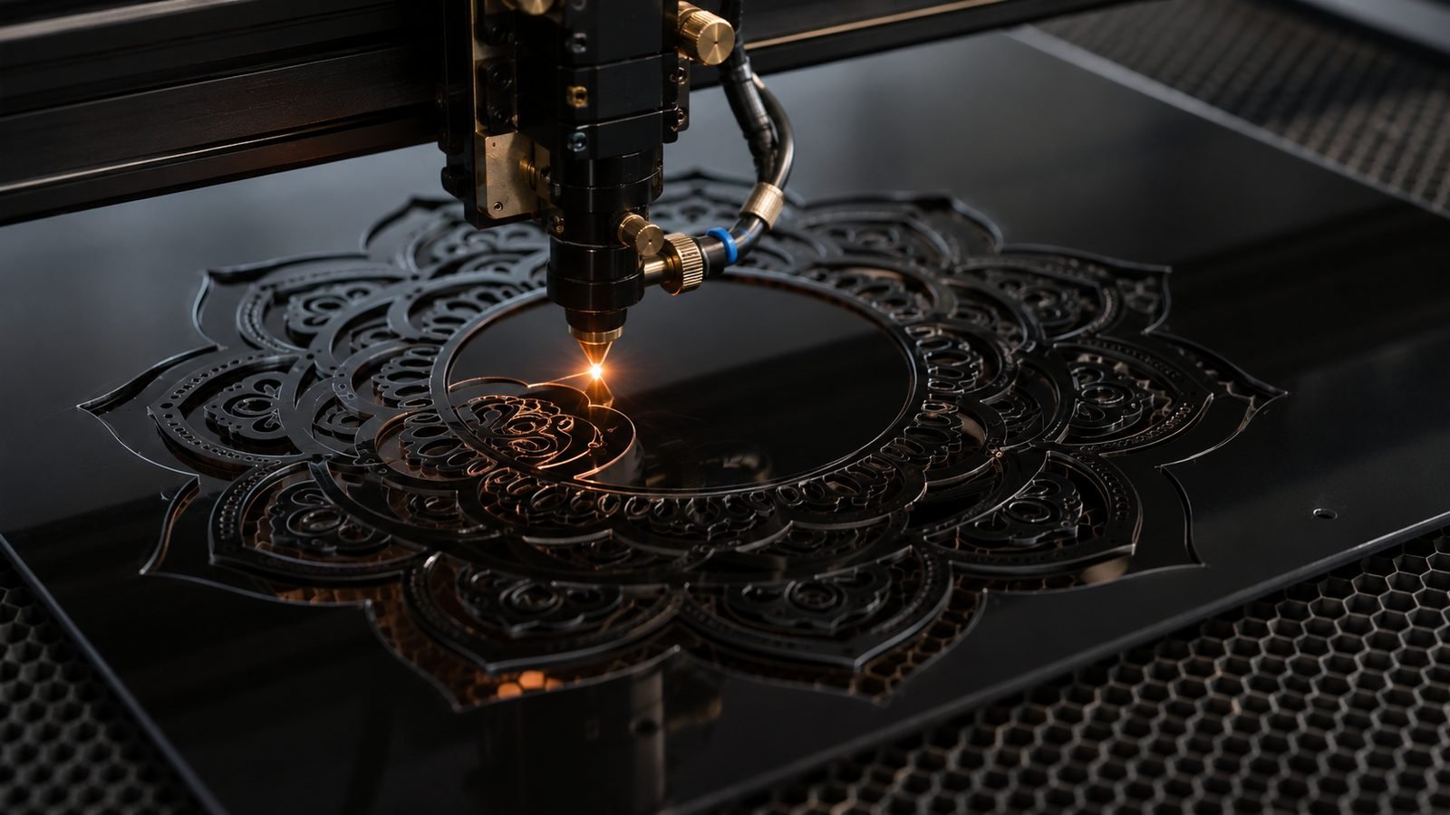 In-house laser cutting an acrylic name plate with precise detail