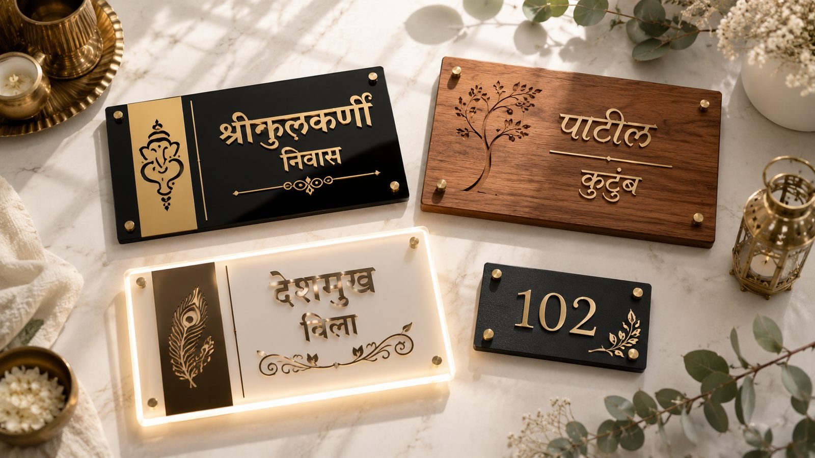 Name plate price in India 2026 - acrylic, wooden and LED nameplates compared
