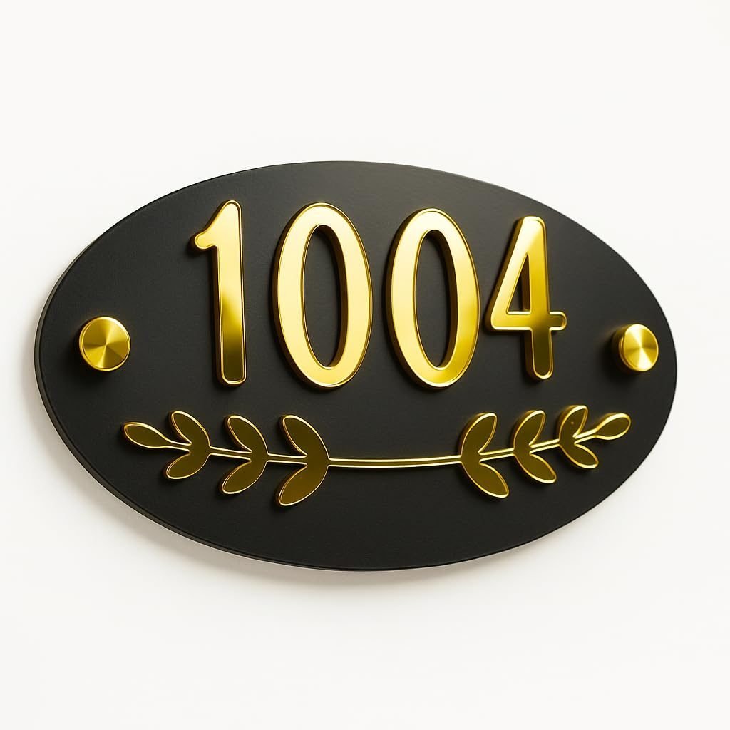 Compact 4x6 inch oval acrylic door number name plate for a flat
