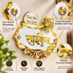 Designer Name Plate for Home – White Acrylic with Gold Mirror Letters (12×16 Inch) - Image 6