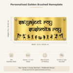 Name plate for home in golden brushed stainless steel, 8 by 16 inches, size and product features